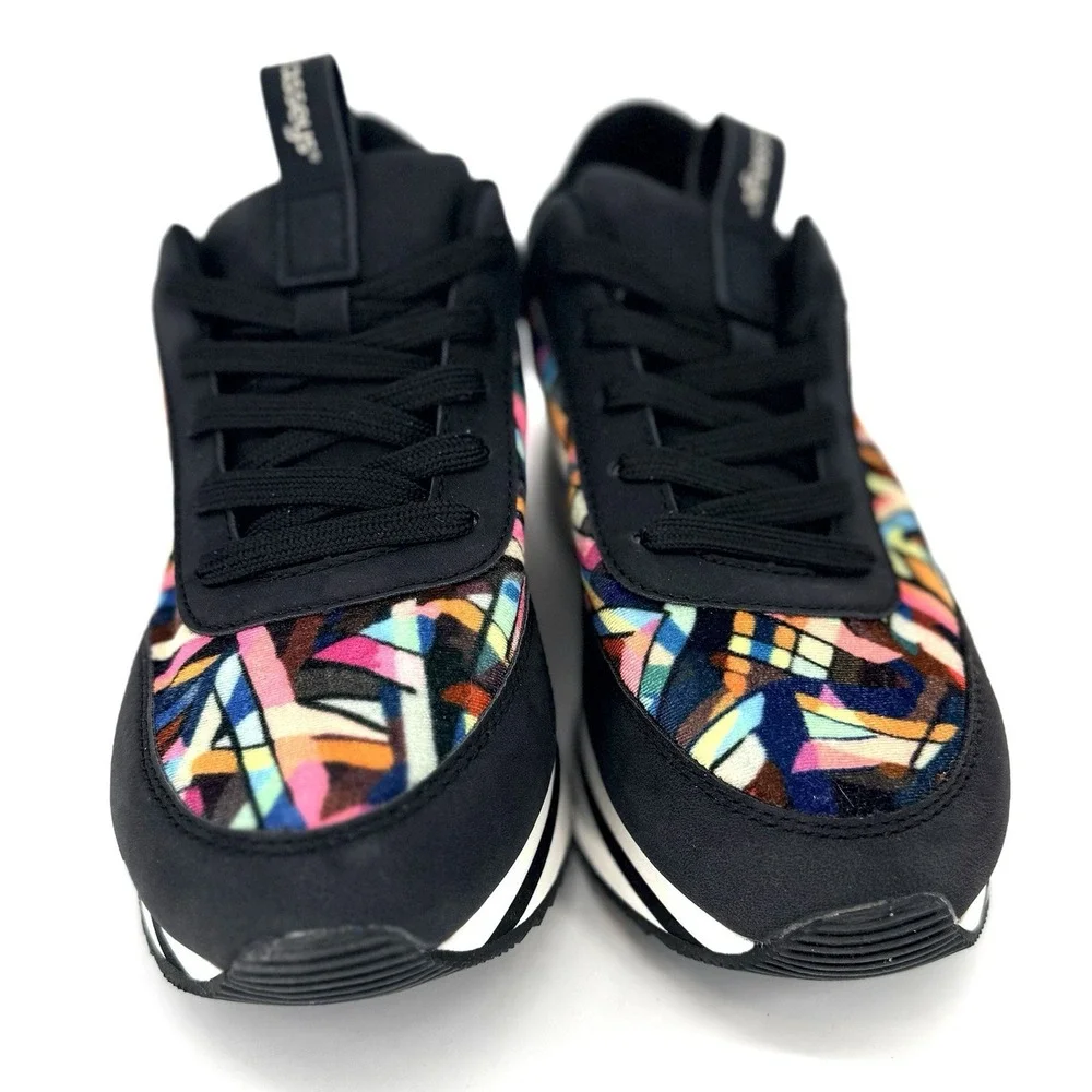 Masseys Ophelia Womens Black Mutli 6.5 Lace Up Sneakers w/ Red Laces